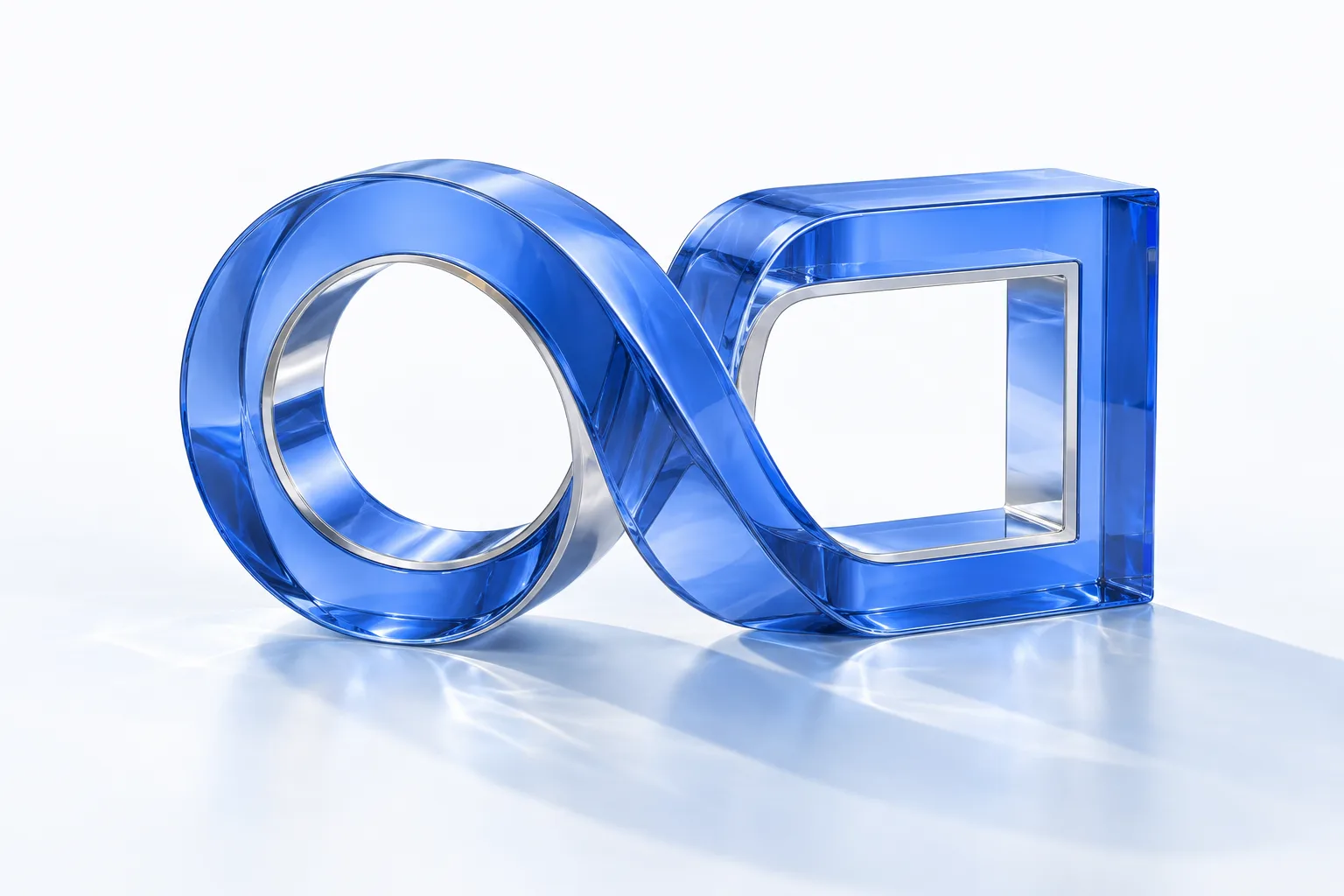 Connected blue glass forms represent stablecoins and familiar banking working together.