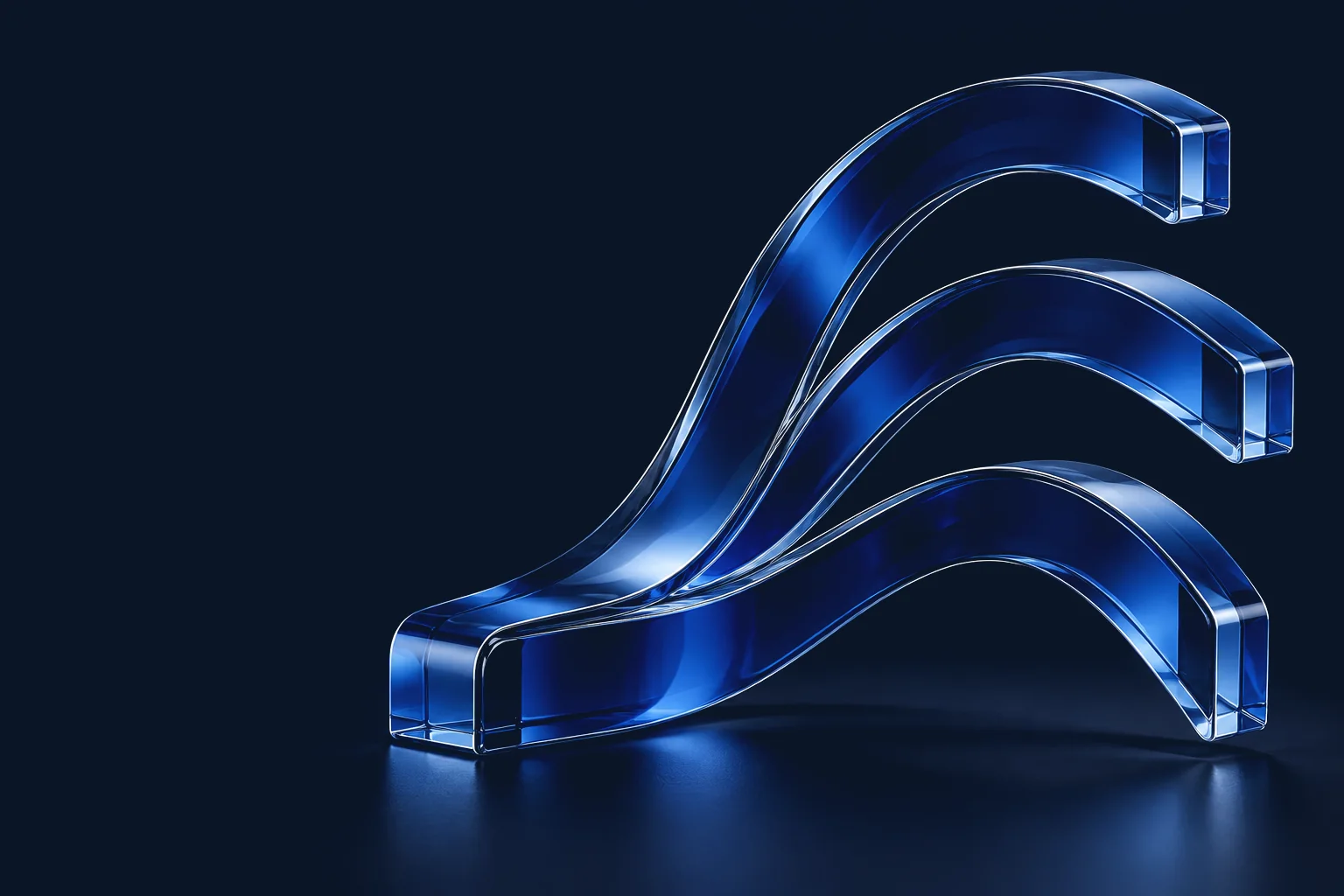 Blue glass pathways fan out from one origin, representing international payments.